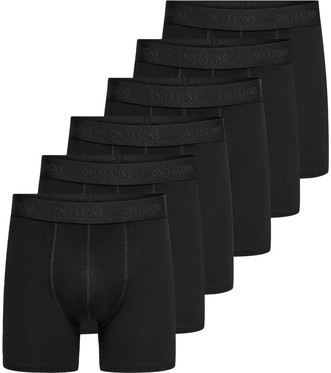 Only & Sons Heren lang short / pant 6 pack ONSFITZ SOLID BOXER