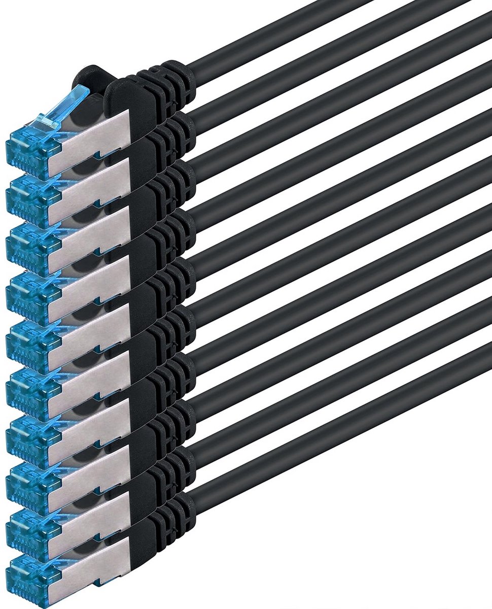 Cat6 Cat6a Lan RJ45 8P8C 10Gbps zwart 10 stuks - 10Gbps Ethernet Patchkabel