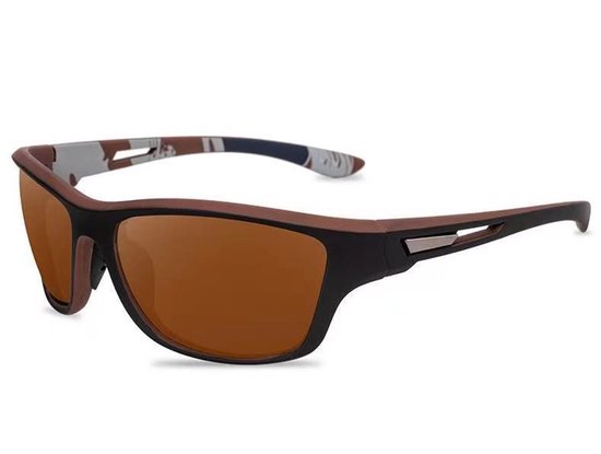 Winddichte zonnebril - zonnebril - zonnebril heren - zonnebril dames - zonnebril heren gepolariseerd - UV400 - Unisex - Fietszonnebril - Bruin - PC/TAC