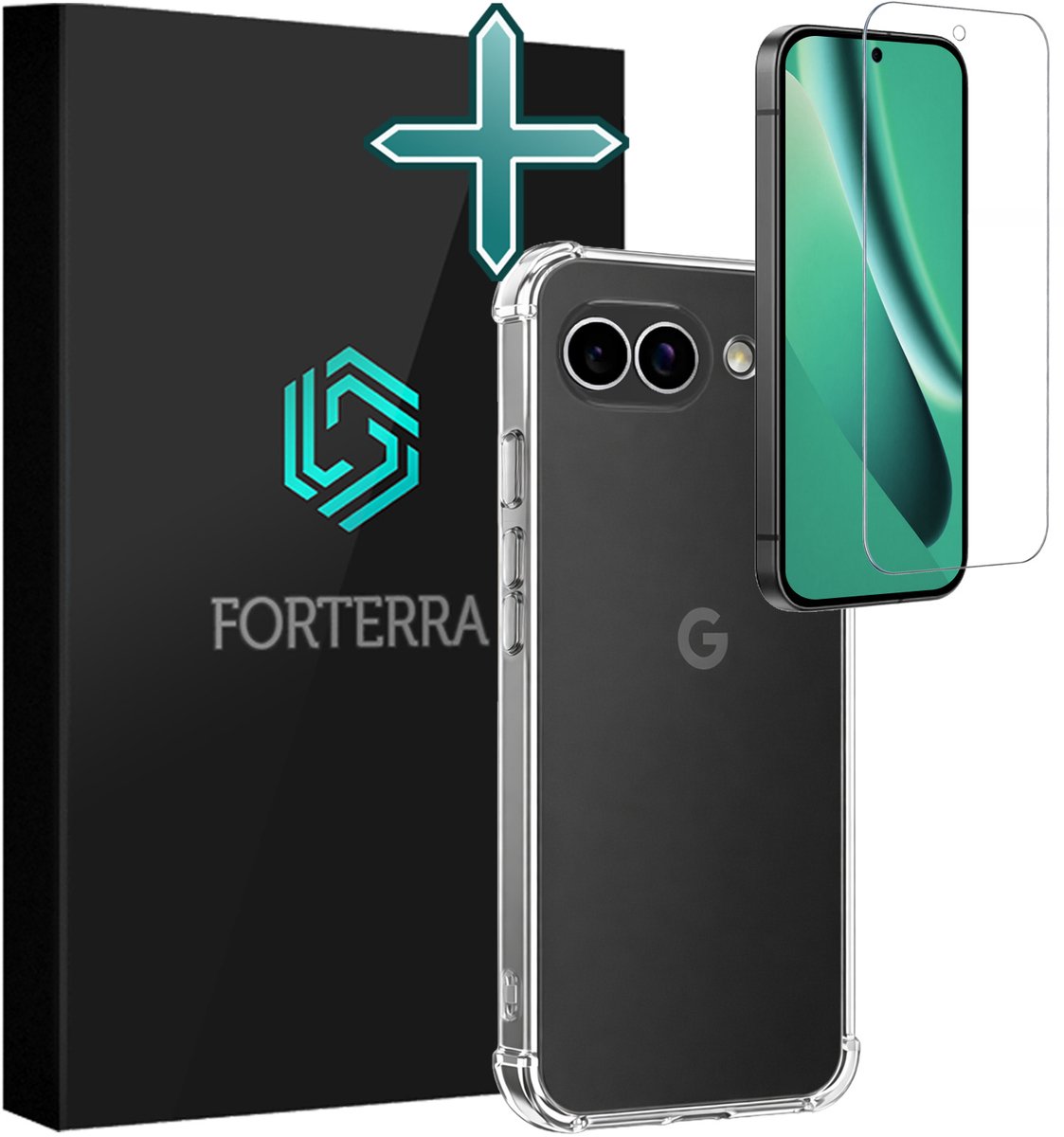 Hoesje Met Screenprotector - Geschikt voor Google Pixel 10a - Sterk & Shockproof - Back Cover - Siliconen Case - Telefoon Hoes - Shock Proof - Transparant