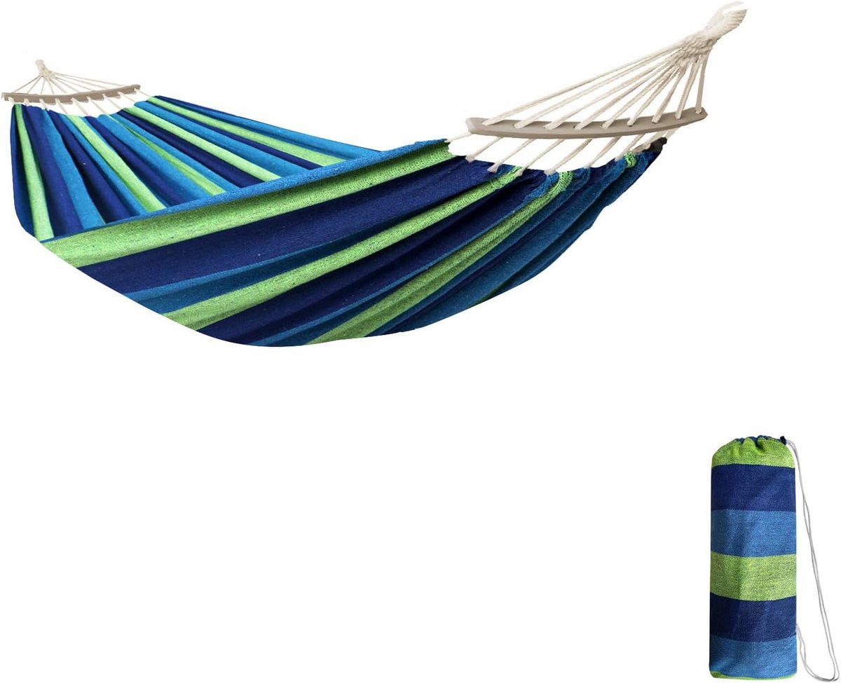 Hangmat met Houten Spreidstokken voor Buiten en Camping, 180x130 cm