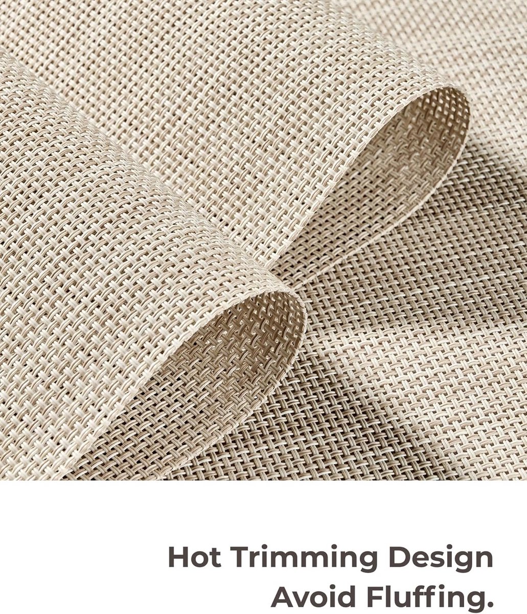 Set van 8 Beige Witte Tafelsets - Hittebestendig en Antislip Onderleggers voor Eettafel