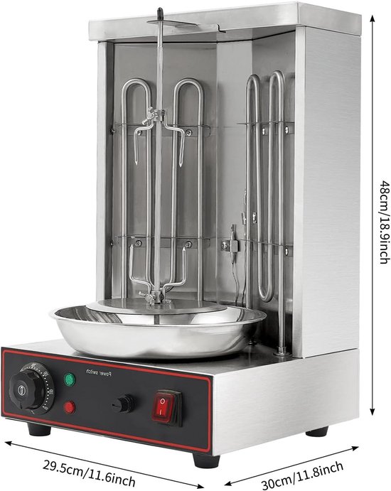 Elektrische Döner & Gyros Grill voor Automatisch Roterend Vlees - Tafelmodel — afbeelding 4