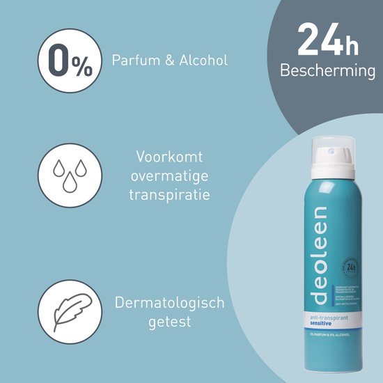 Deoleen Derma Intense 48 uur - Anti-transpirant spray - Voorkomt overmatige transpiratie en transpiratiegeur - 48 uur effectief - 0% parfum & 0% alcohol - Dermatologisch getest - Deodorant - 150 ml