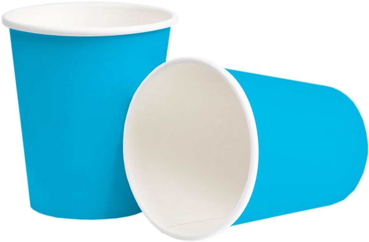 10 blauwe papieren bekertjes, 250 ml