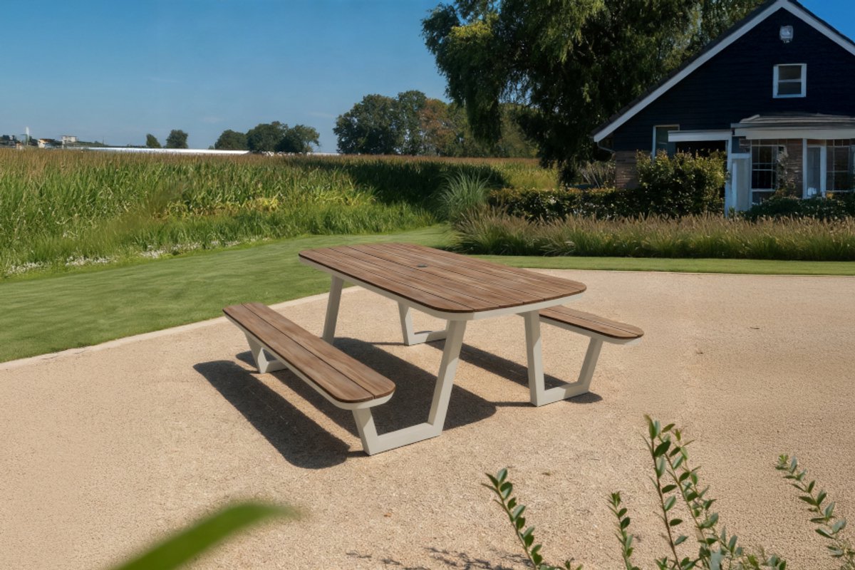 Rockwood® Picknicktafel Aluminium Prestige Taupé 2.00m Naturel