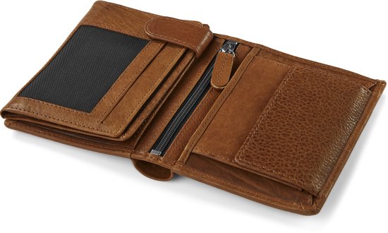 Portefeuille en cuir brun havane vintage anti-RFID Cambodia