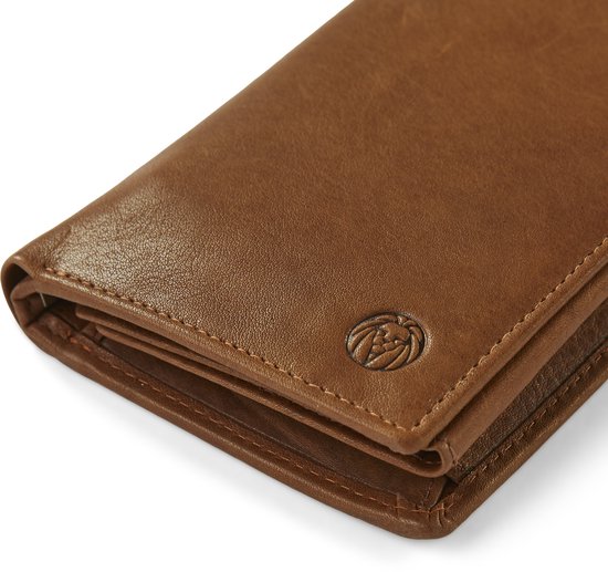 Portefeuille en cuir brun havane vintage anti-RFID Cambodia