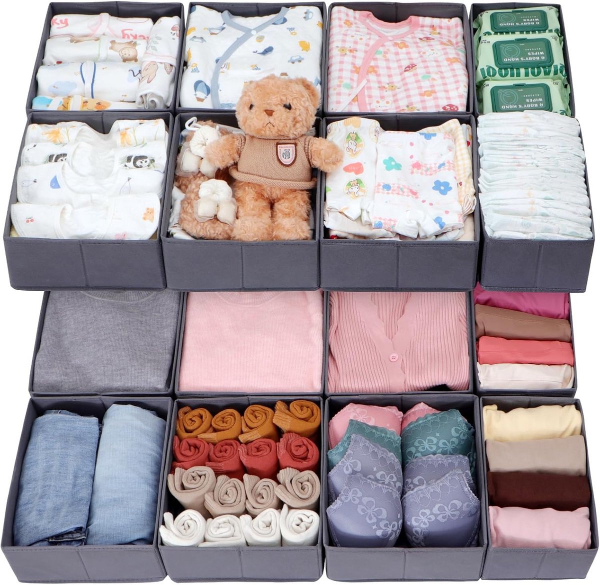Set van 16 Opvouwbare Kledingkast Organizers voor 100x58cm Lades