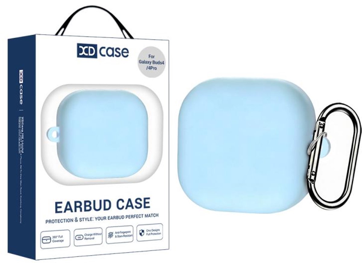 XDcase - hoesje geschikt voor Samsung Galaxy Buds 4 / 4 pro soft case cover - blauw - TPU hoesje Beschermhoes - Samsung Galaxy Buds 4 / 4 Pro Cover - Buds4 hoesje - gel hoesje met sleutelhanger