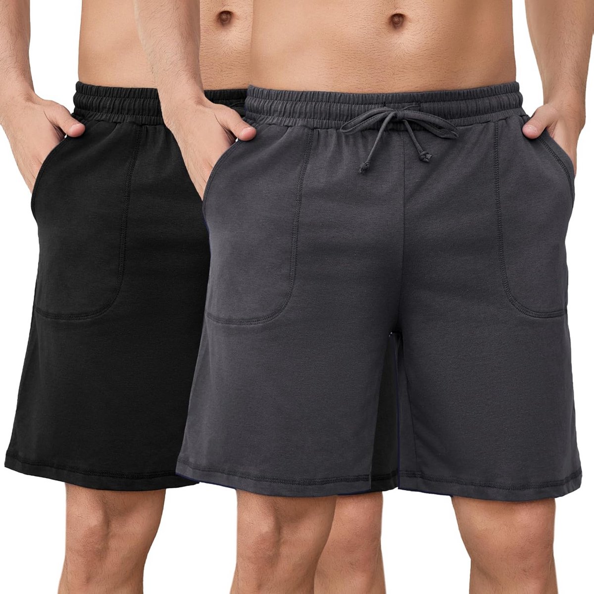 Set van 2 Katoenen Pyjamabroeken Kort voor Heren - Zomer Slaapshorts en Loungewear