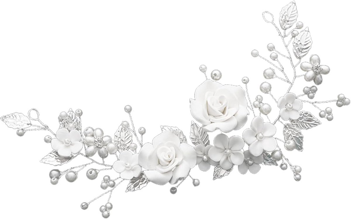 Elegante haarwijnstok met kristallen en bloemen voor bruid en feest