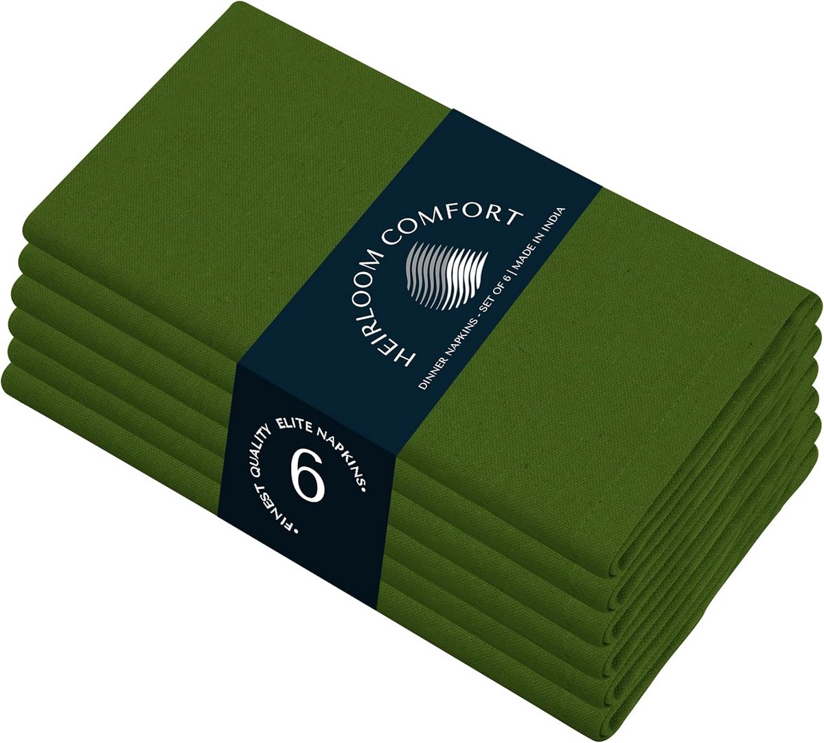 Set van 6 Groene Stoffen Servetten Katoen 43x43 cm Herbruikbaar