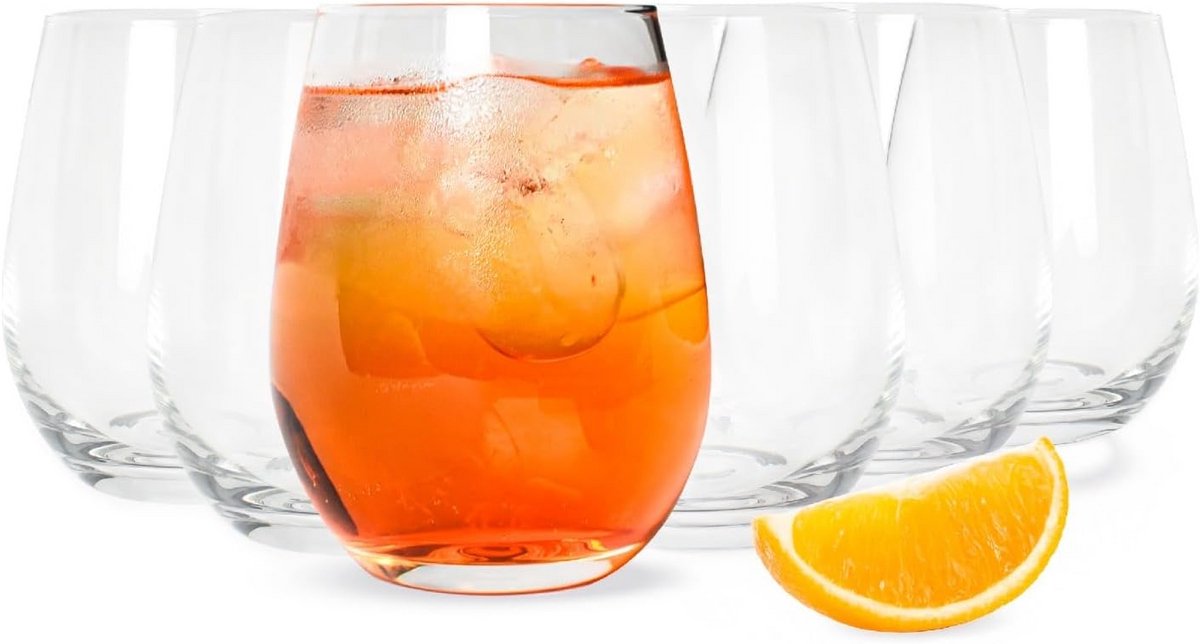 Set van 6 grote drinkglazen 570 ml voor water, sap en cocktails