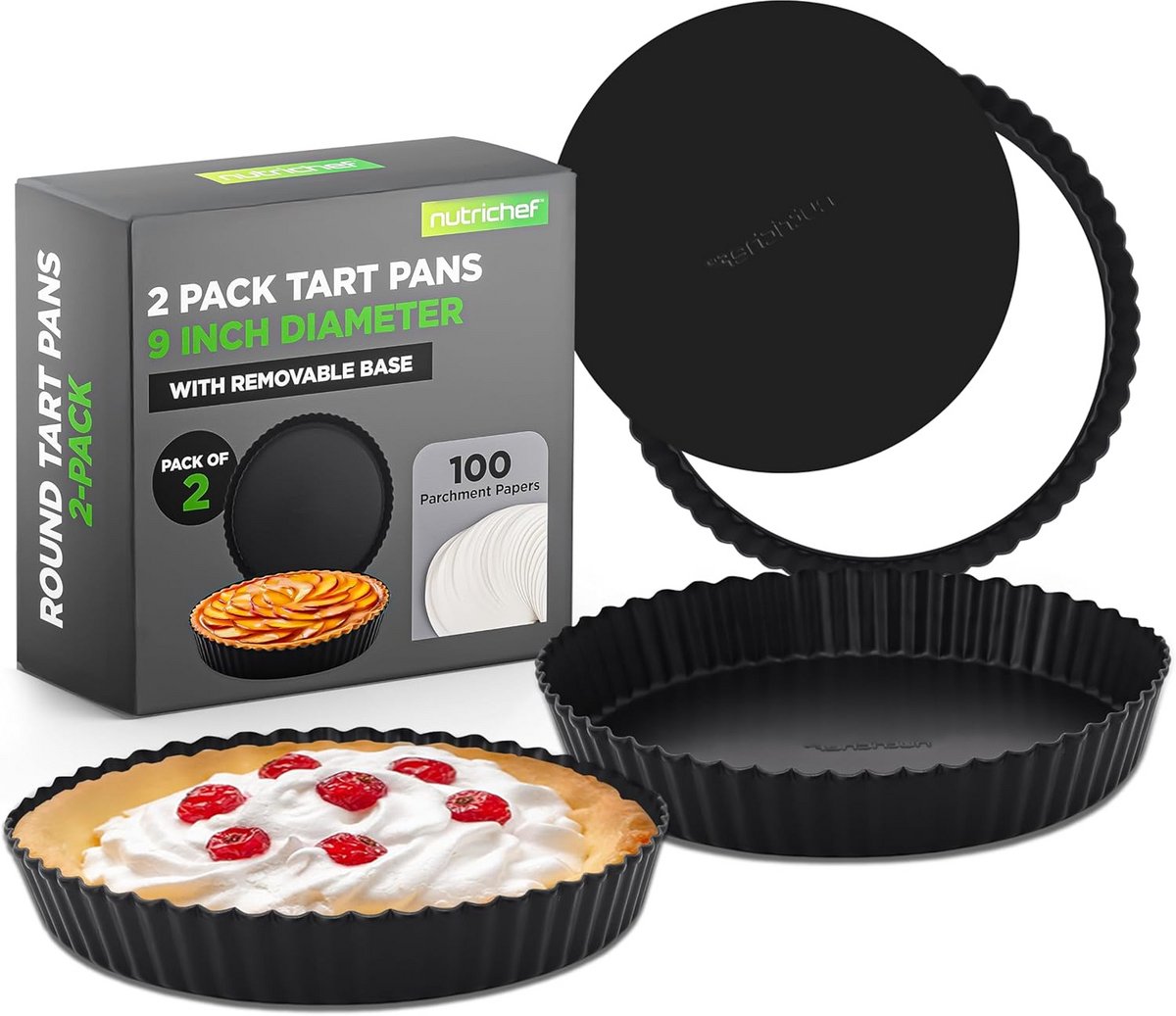 Ronde Bakvormen Set van 2 met Losse Bodem, 23cm Antiaanbak, Koolstofstaal
