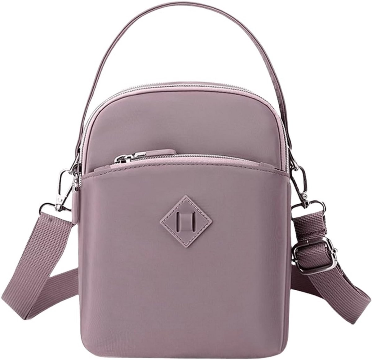 Lichte Crossbody Tas voor Dames met Meerdere Vakken en Brede Band