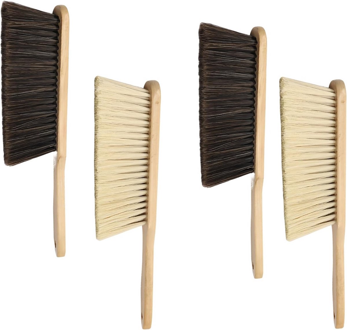Set van 4 Handvegers met Houten Handvat en Zachte Borstels