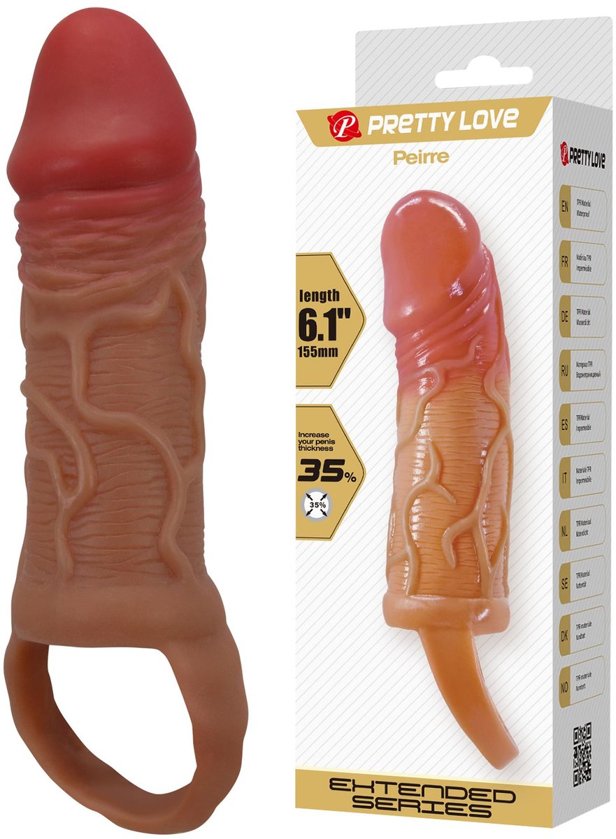 Baile Penissleeve Bruin – 15,5 cm – Diameter 3,2 cm – 6.1 Inch Penis Extender