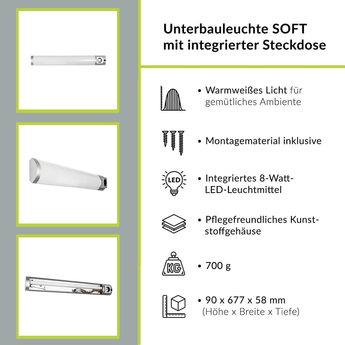 LED Onderbouwlamp met Schakelaar voor Keuken en Badkamer - Warm Wit Licht