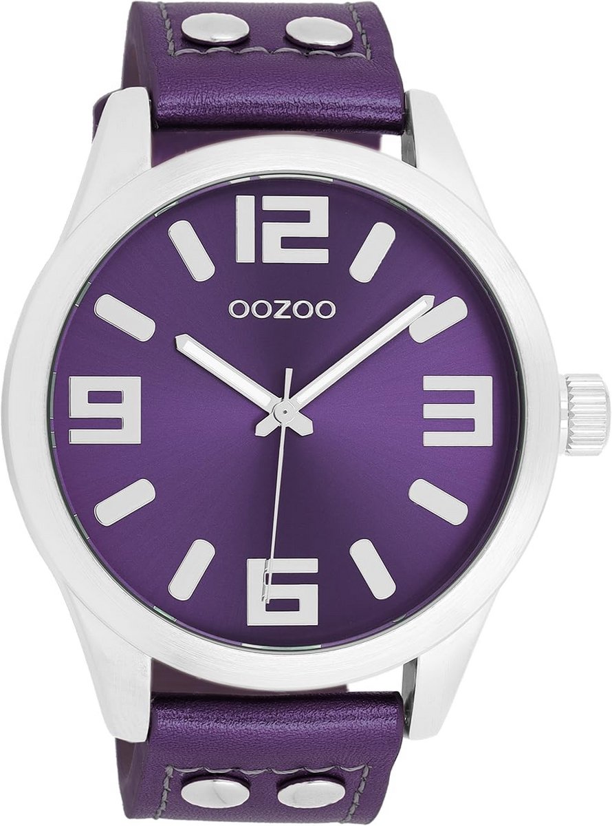 XL Herenhorloge 47mm met Leren Band en Rivetten - Klassiek Betaalbaar