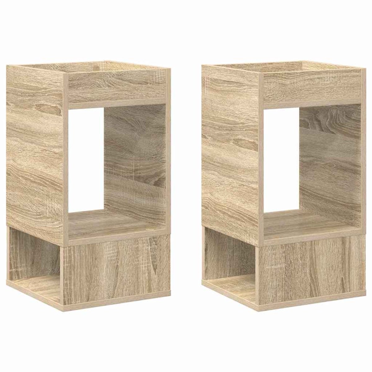 vidaXL Bijzettafel - 2 - st - Sonoma - Eik - 30 - x - 30 - x - 56 - cm - Bewerkt - hout Sonoma eiken