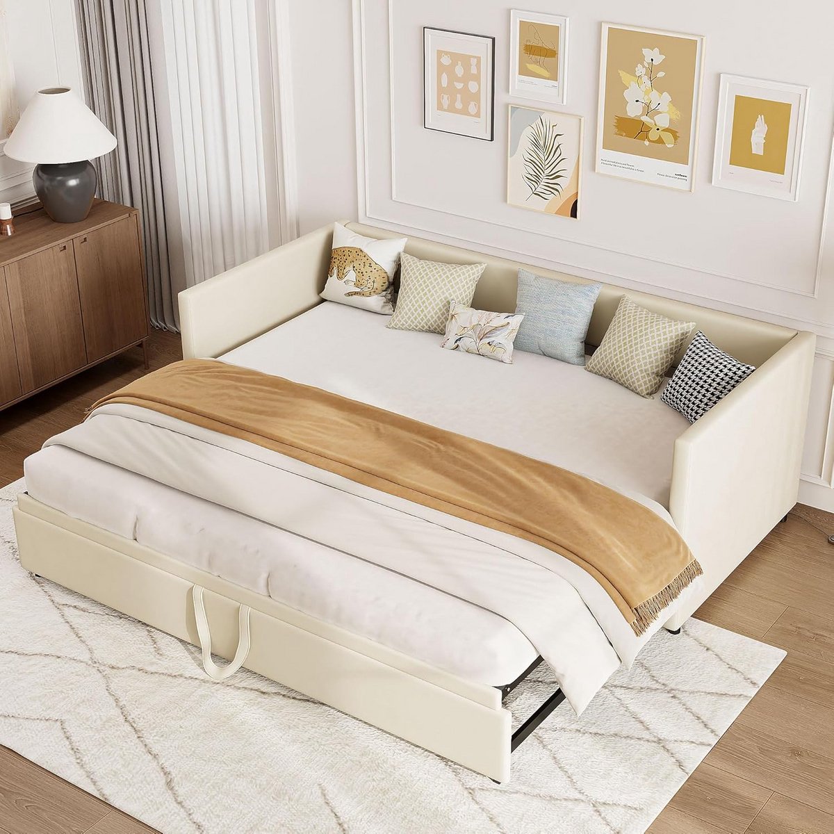 Uitschuifbare Slaapbank Tweedekker 90/180 x 200 cm - Multifunctioneel Dagbed voor 2 Personen