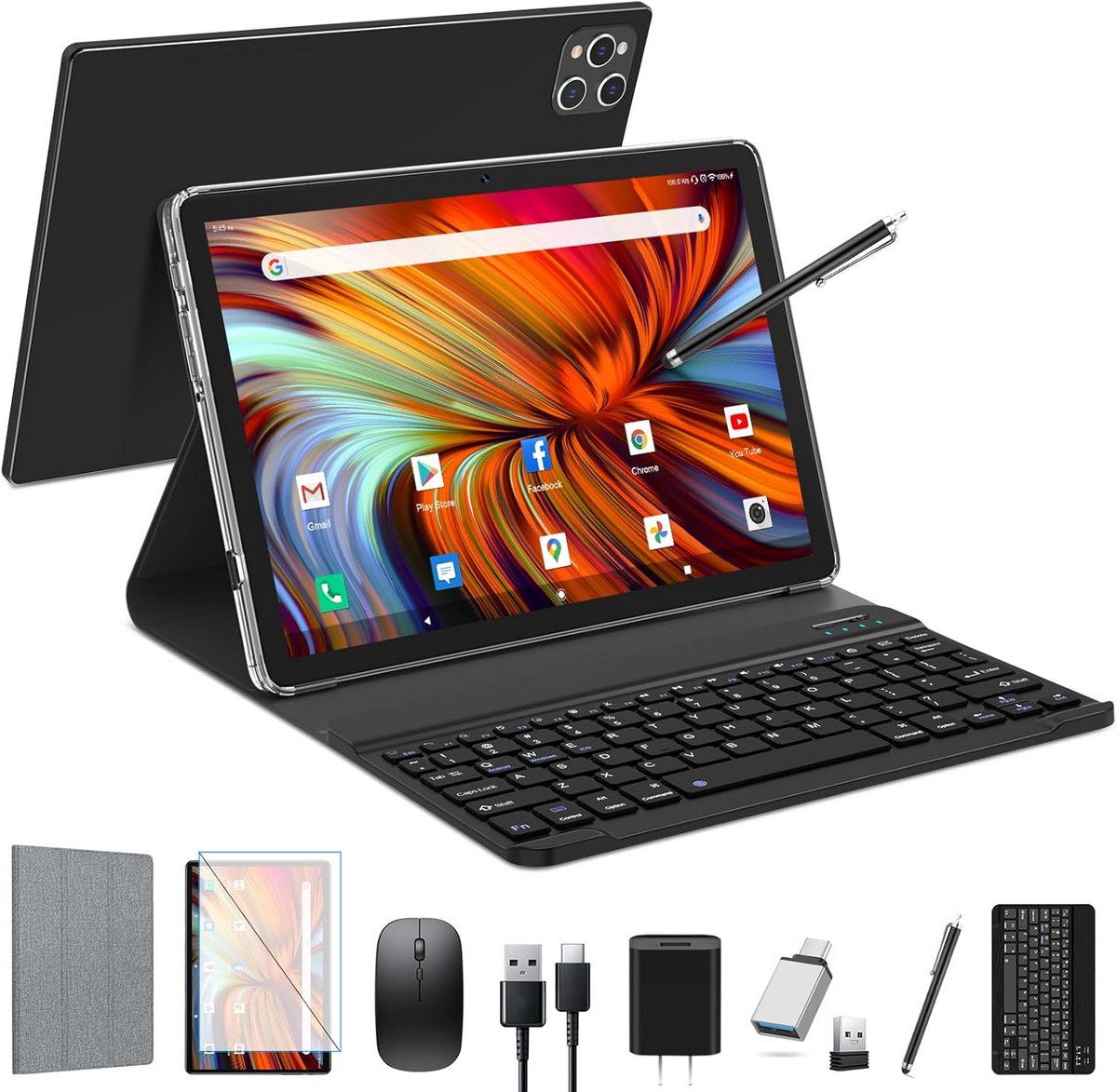 Snelle 10 inch Android Tablet met Toetsenbord en Groot Geheugen