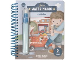 Little Dutch Waterkleurboek - Jim Voertuigen - 5 pagina's - Herbruikbaar - Met hervulbare waterpen - Water Magic -Knutselen - Speelgoed kinderen - Voor meisjes en jongens - Vanaf 2 jaar