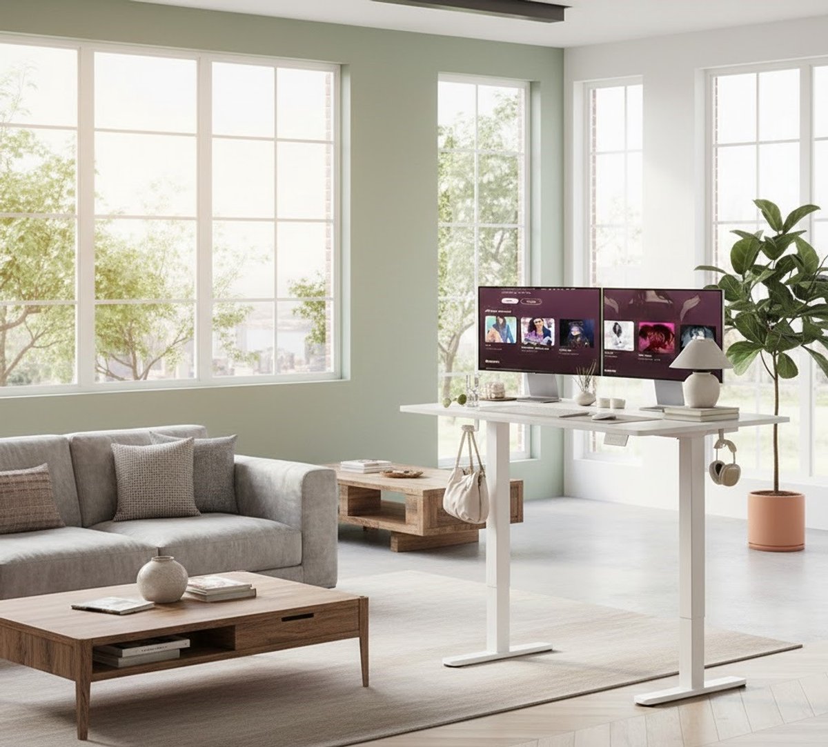 Elevé Pro Elektrisch Zit-Sta Bureau 160x80 cm – In Hoogte Verstelbaar Bureau – Wit Frame/Wit Blad – Ergonomisch & Modern DesignCasa Serena