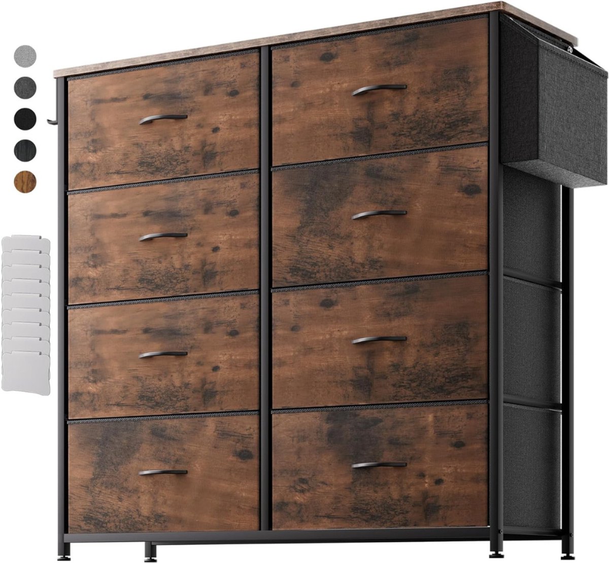 NBAP®Ladenkastje - Ladeblok Bureau Organizer - Archiefkast -Vintagebruin en zwart