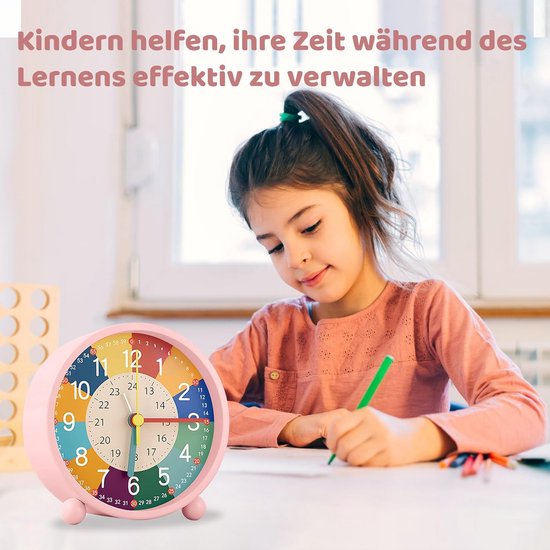 Kinderwekker Analoog Stille Tijd Leren Met Nachtlampje Jongens Meisjes — afbeelding 5