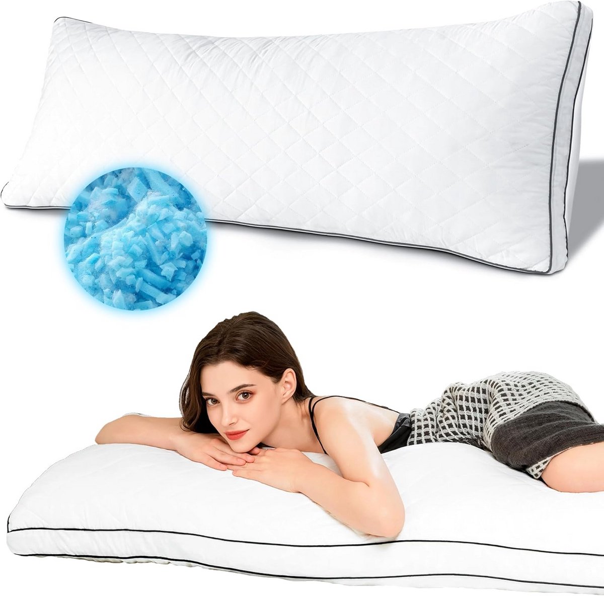 Comfortabel Memory Foam Body Kussen in Wit