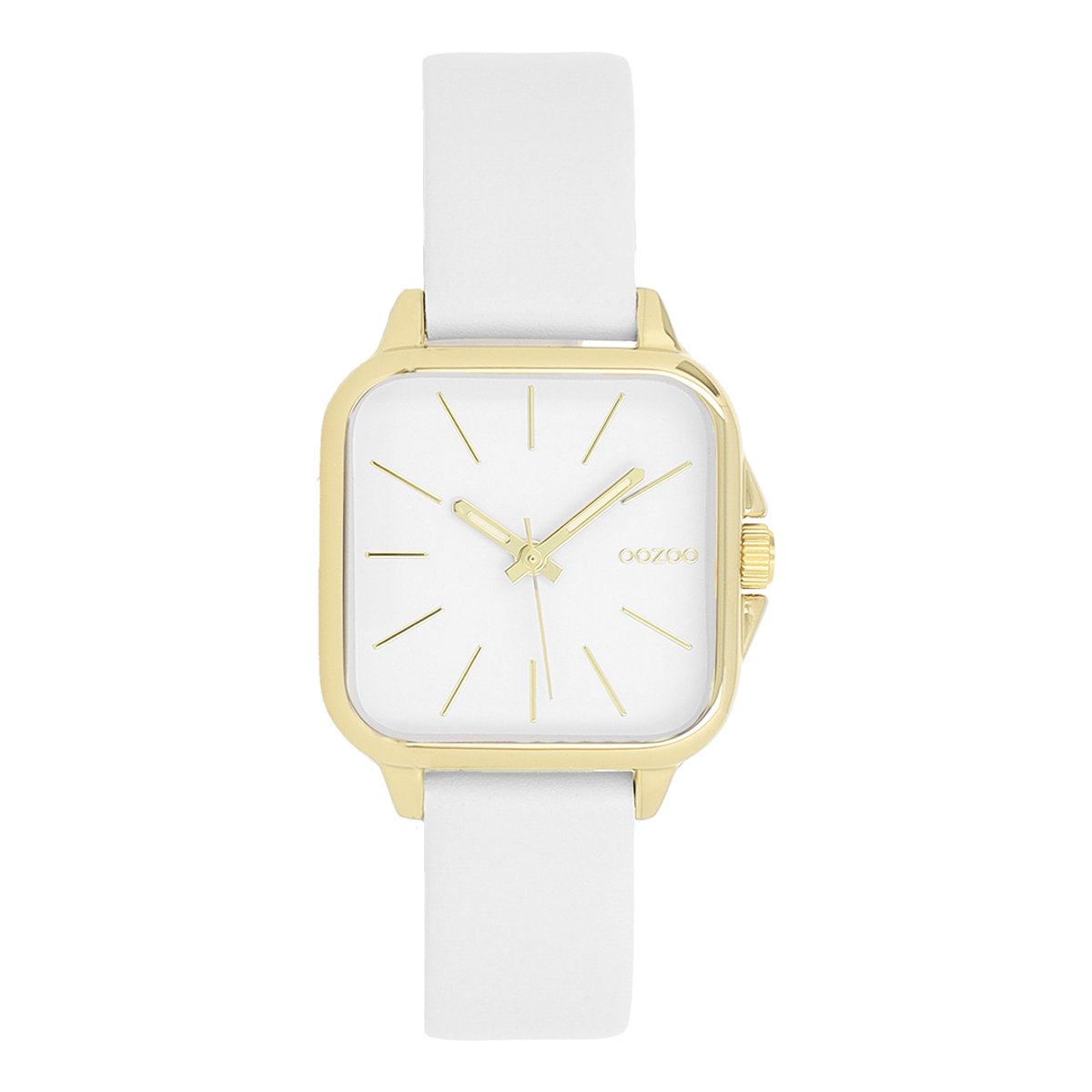 OOZOO Timepieces - Goudkleurige OOZOO horloge met licht grijze leren band - C11665