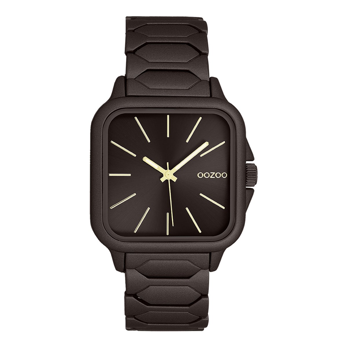OOZOO Timepieces - Donker bruine OOZOO horloge met roestvrijstalen armband - C11664