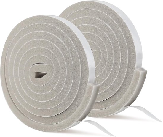 Zelfklevende schuimrubber afdichtingstape 10mm x 15mm x 2m, tocht-, geluid- en waterdicht voor deuren en ramen (2 rollen)