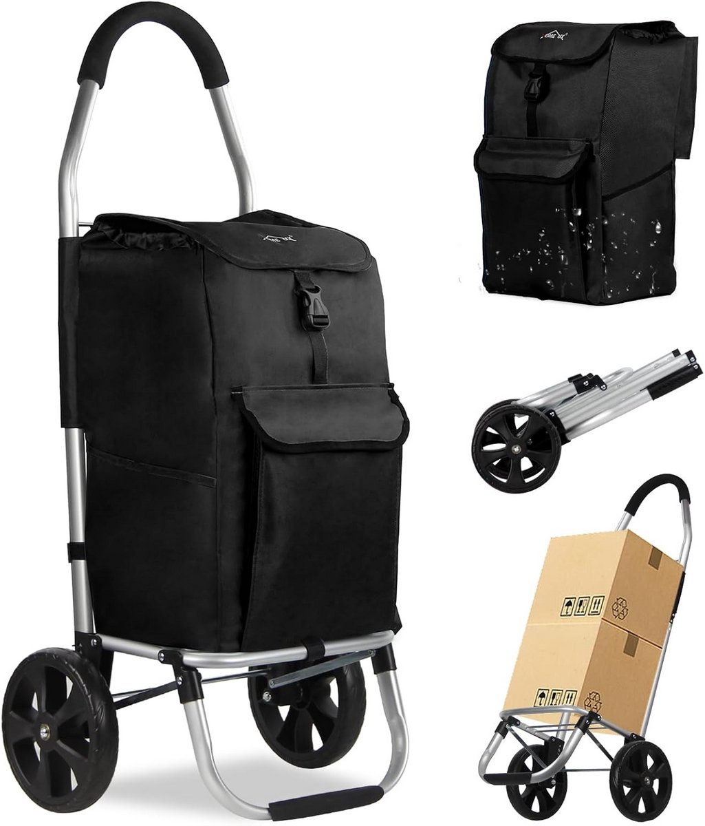 Inklapbare Boodschappentrolley met Grote Capaciteit en Wielen, 41 Liter