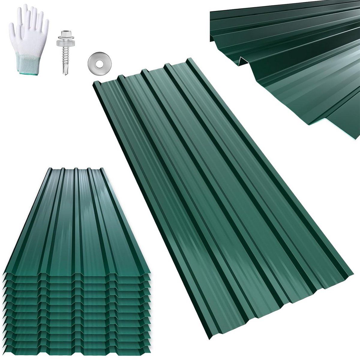 Dakbedekking Trapeziumplaten Groen - Gegalvaniseerd Golfplaat voor Schuur of Carport