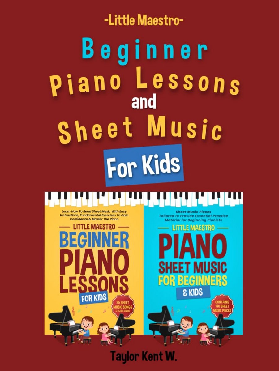 Leerboek en Bladmuziek Set voor Kinderen: Eerste Pianolessen en Eenvoudige Nummers