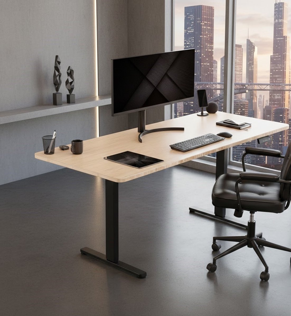 Elektrisch Zit-Sta Bureauframe met Dubbele Motor - Verstelbaar van 71,1 cm tot 120,7 cm - 100 kg Dragkracht - Geheugenfunctie - Ergonomisch Stand Bureauframe - Zwart Casa Serena