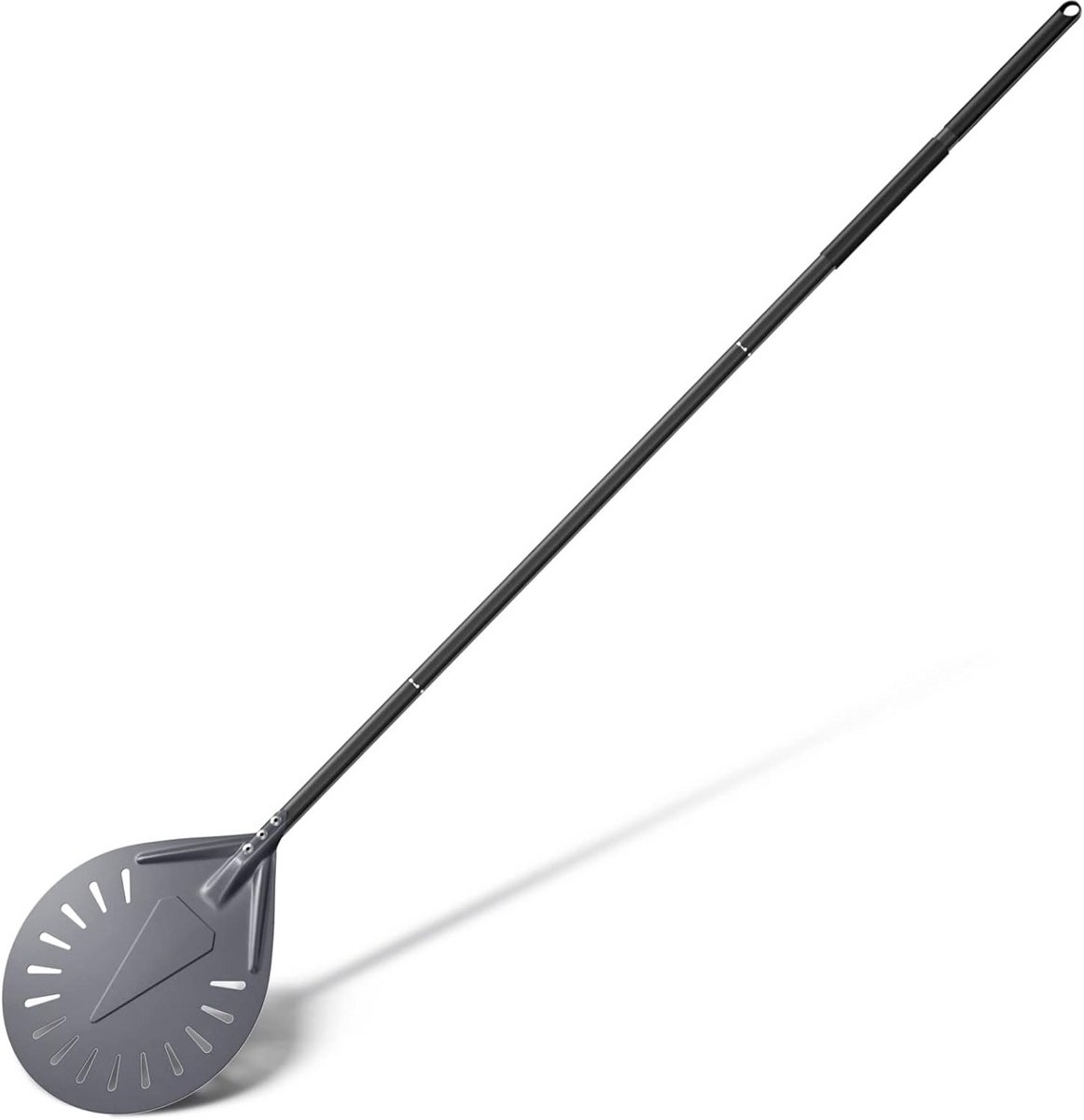 Aluminium Pizzaschep Rond Draaibaar 9 Inch met Verlengbaar Handvat