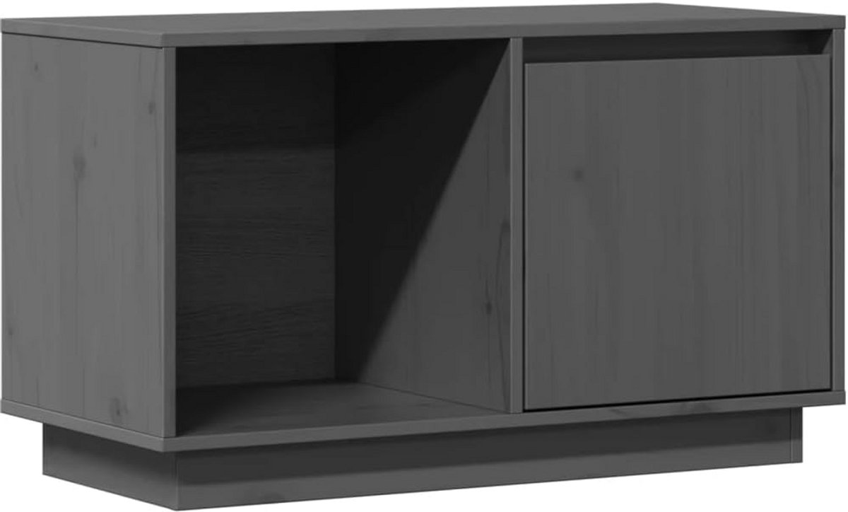 Tv-meubel Massief Grenenhout Grijs 74x35x44 cm