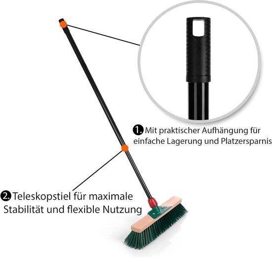 Straatbezem met Telescoopsteel en Schraperrand - Verwijdert Hardnekkig Vuil — afbeelding 5