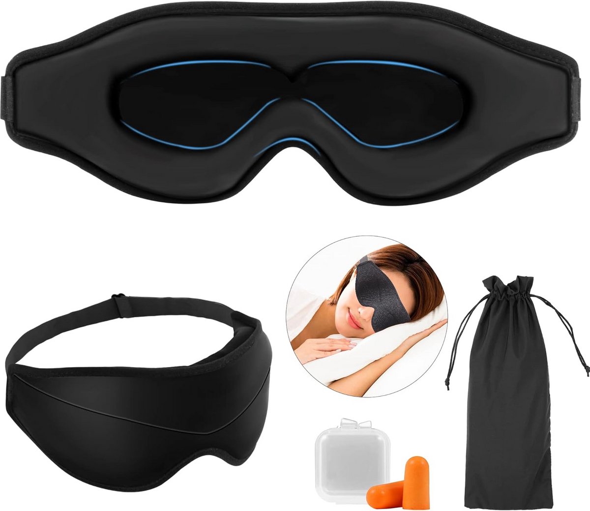 3D Lichtblokkerend Slaapmasker voor Optimale Nachtrust en Reizen