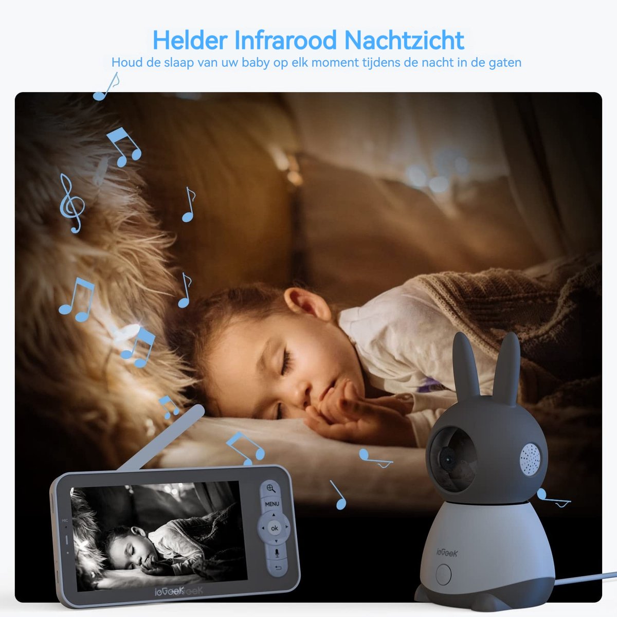 ieGeek Babyfoon met Camera 2K HD en 5 inch Monitor - afbeelding 3