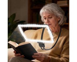 Vergrootglas 10x met verlichting - Handsfree groot vergrootglas om te lezen - Vergrootglas voor hele boekpagina's - Flexibele zwanenhalsvergrootglas voor lezen, repareren, naaien en slechtziendheid - 27 x 20 cm