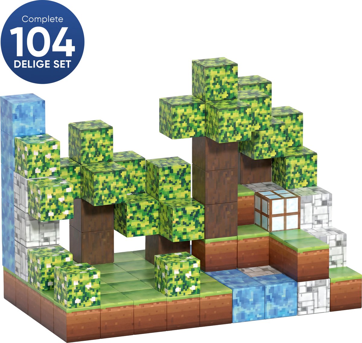 BLU Magnetische Blokken - 104 Stuks - Pixel Stijl Bouwstenen - Magnetic Cubes - Magnetic Tiles - Magnetische Tegels - Montessori & Educatief Speelgoed - Constructie Speelgoed - Vanaf 3 Jaar - Magnetische Blokken Speelgoed - Magnetische Pixels