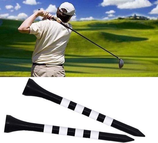 Lange Houten Golfballen Tees Set van 100 Stuks, 83mm Bamboe Golf Tees Zwart Wit — afbeelding 3