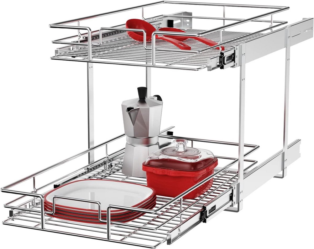 Uitschuifbare Kast Organizer 2-Laags voor Keuken en Badkamer Opslag