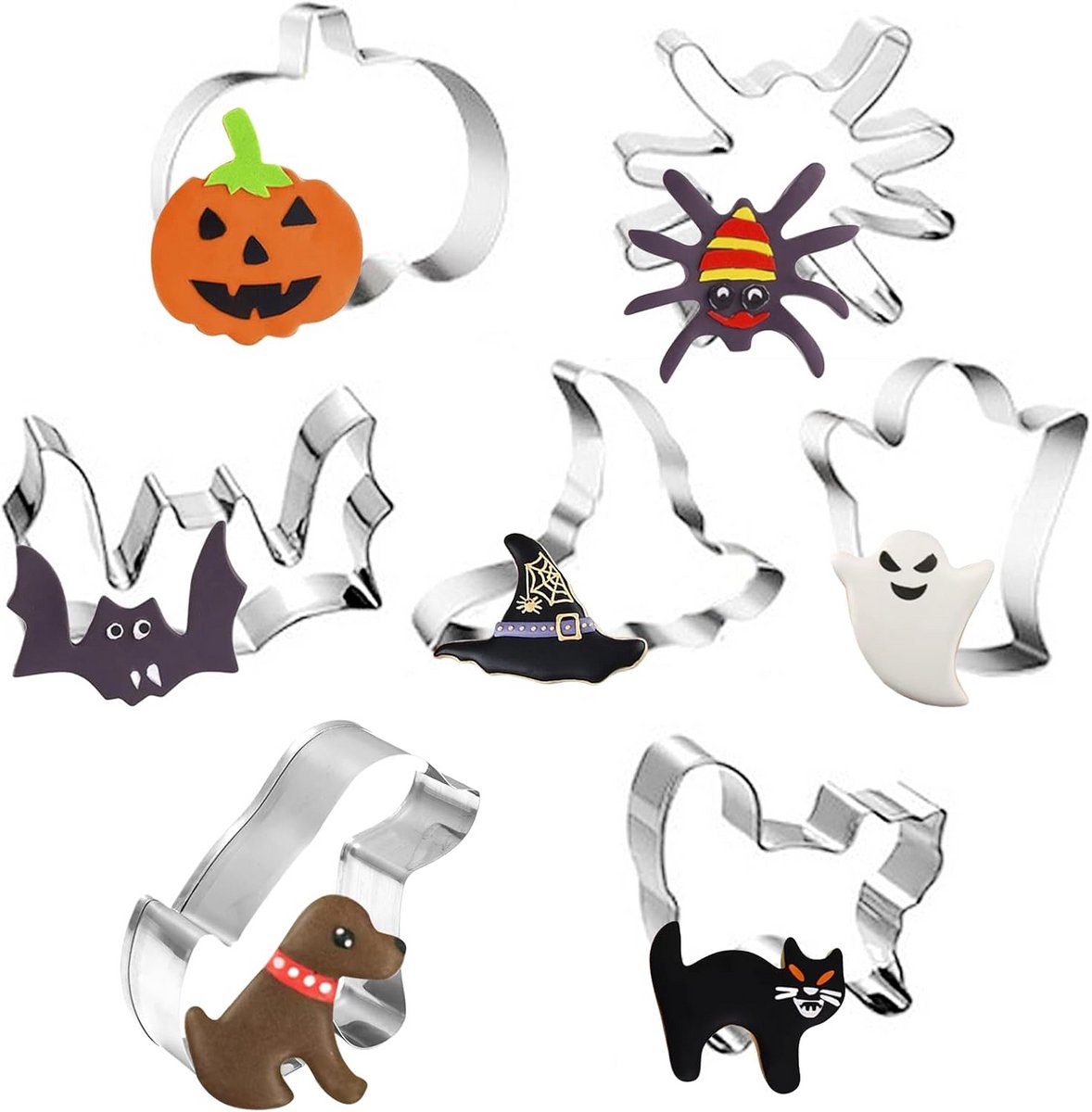 Set van 7 Roestvrij Stalen Uitsteekvormpjes voor Halloween Decoratie