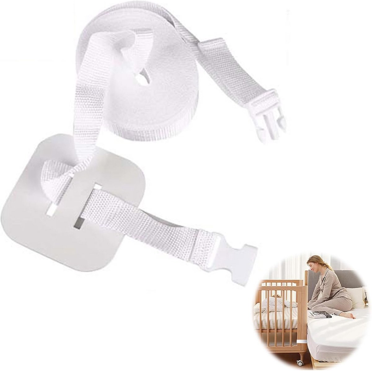 Veiligheidsgordel voor Kinderbed en Bijzetbed – 8 Meter Regelbare Bevestigingsriem voor Babybed en Boxspring – Wit